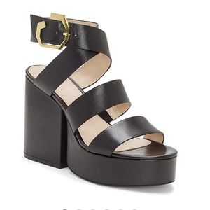 Louise et CIE Black Strappy Chunky Wedge 6.5